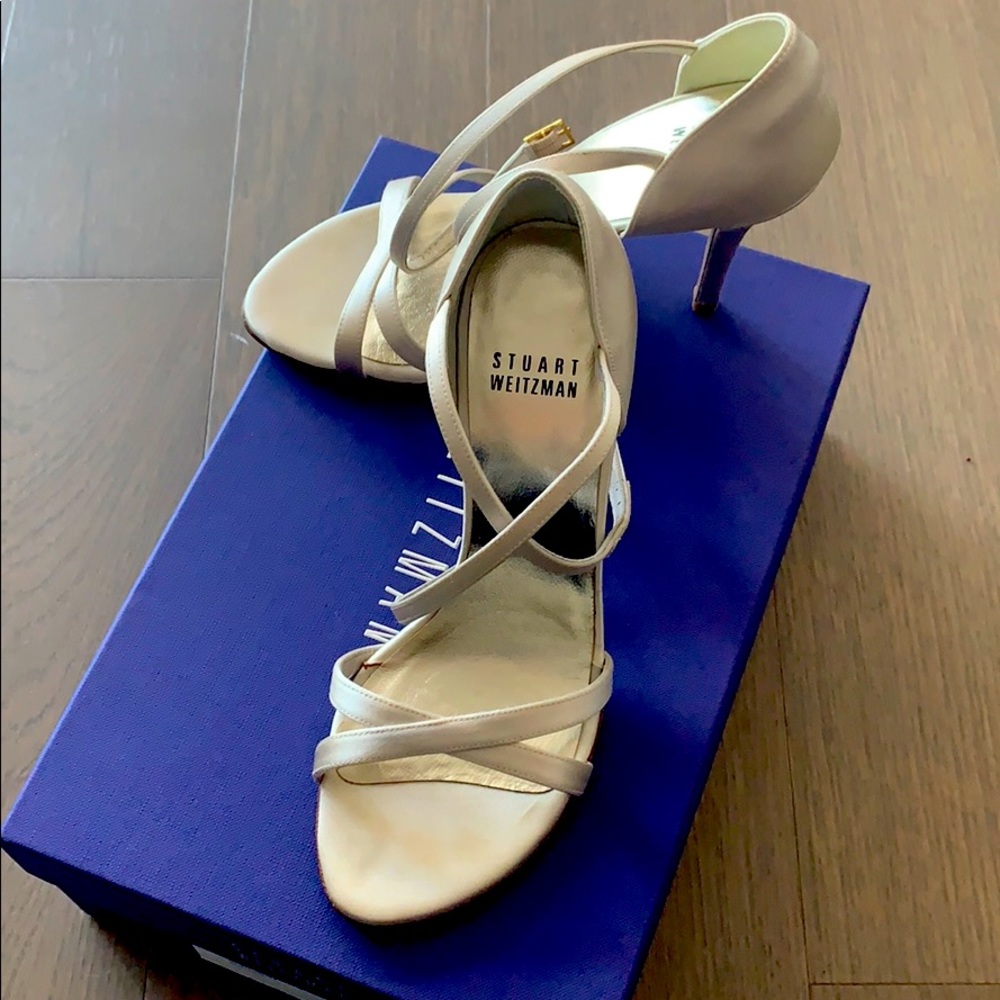 Stuart Weitzman Livia Heels in Ivory Satin - 5M